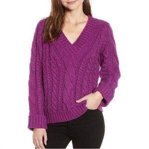 REBECCA Minkoff Maxine Purple Oversized Cable Knit Mohair Wool Sweater. Size M